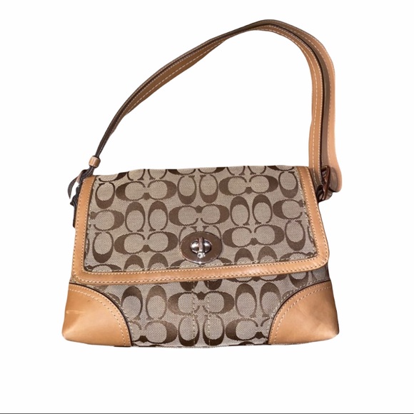 COACH Khaki and Tan Leather Turnlock - Picture 1 of 5